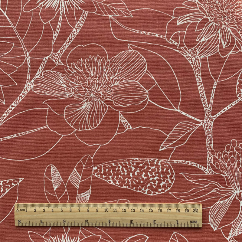Printed Half Panama ORKEO Red Tile / White